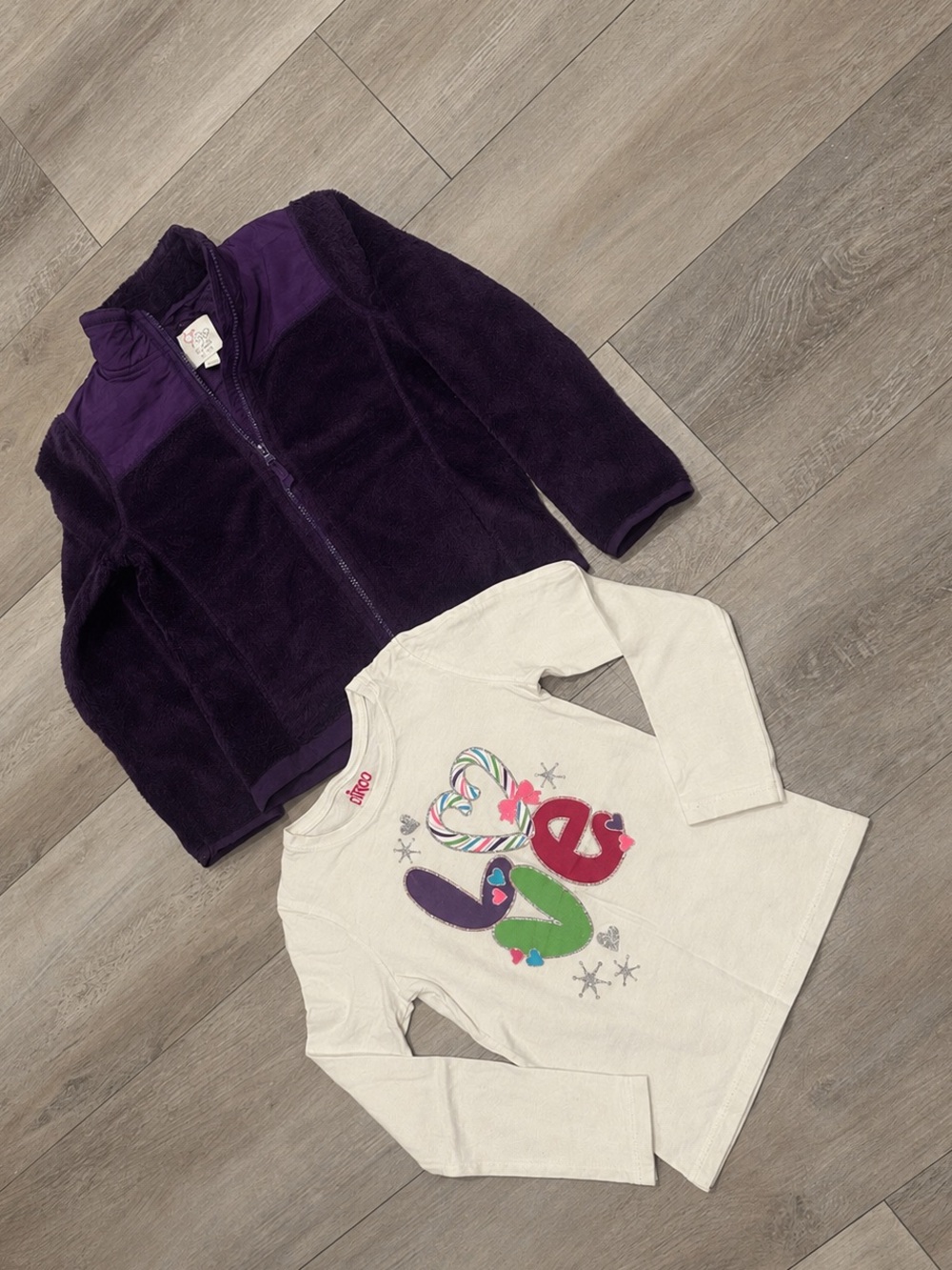 The Children’s Place Girls Jacket Set Size 7 Purple Sherpa Love Shirt